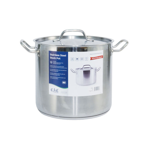 CAC China STKP-16 Stock Pot Stainless Steel with Lid 16 quart