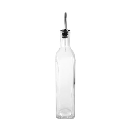 CAC China W3SQ-16BT 16.oz. Glass Oil/Vinegar Cruet with Stainless Steel Pourer Cap