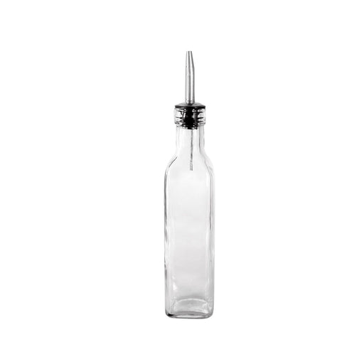 CAC China W3SQ-8BT 8 oz. Glass Oil/Vinegar Cruet with Stainless Steel Pourer Cap