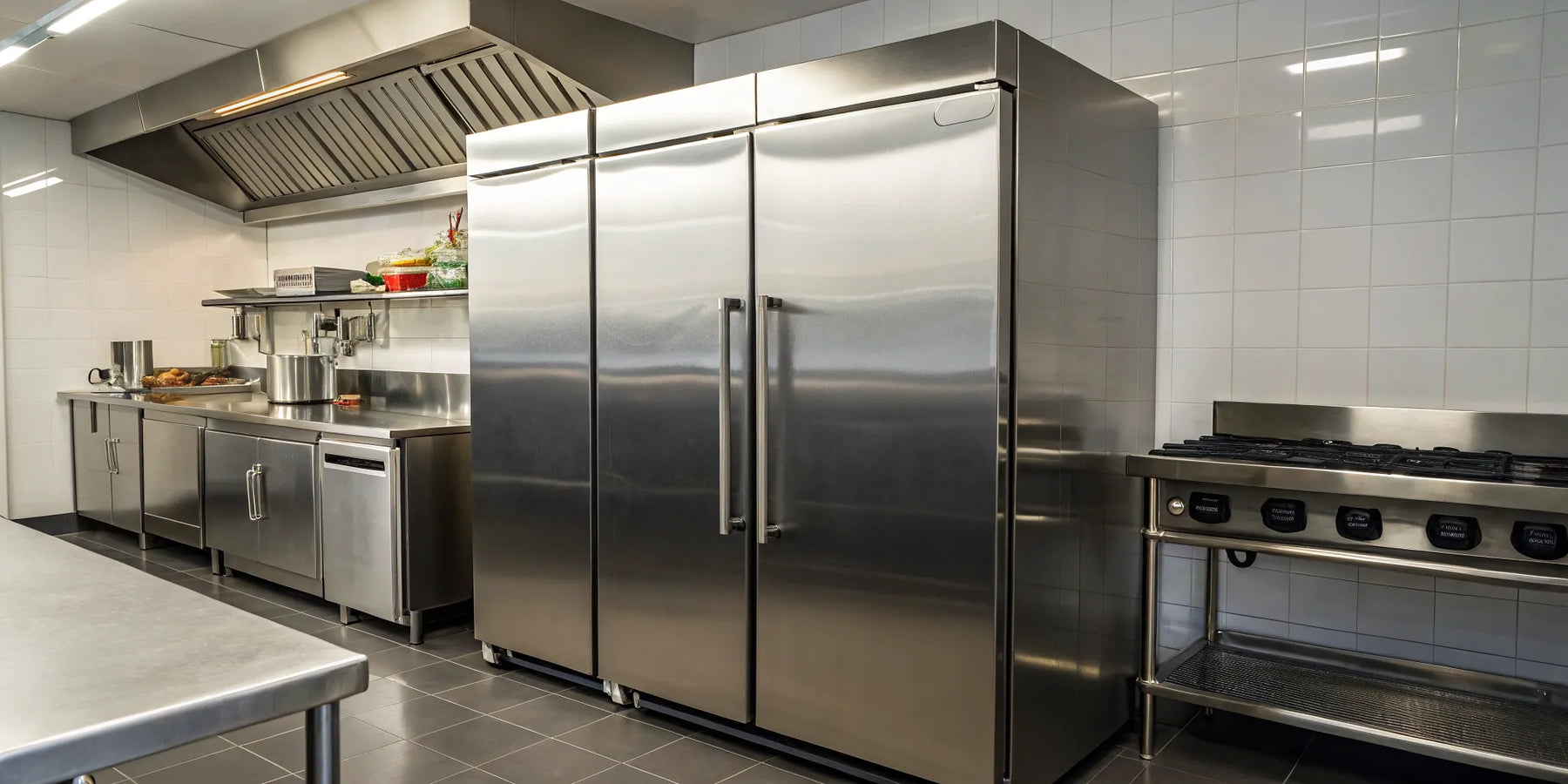 3-door commercial freezer.