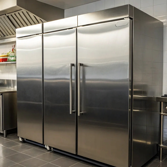 3-door commercial freezer.
