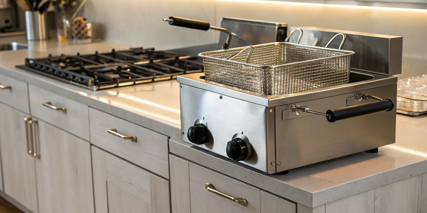 40 lb gas fryer with basket.