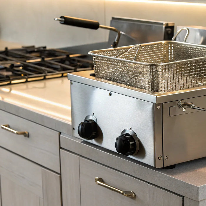 40 lb gas fryer with basket.