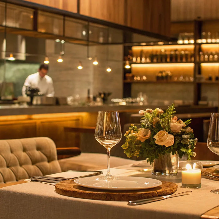 Upscale NYC restaurant with a well-stocked kitchen, equipped by a professional supply store.