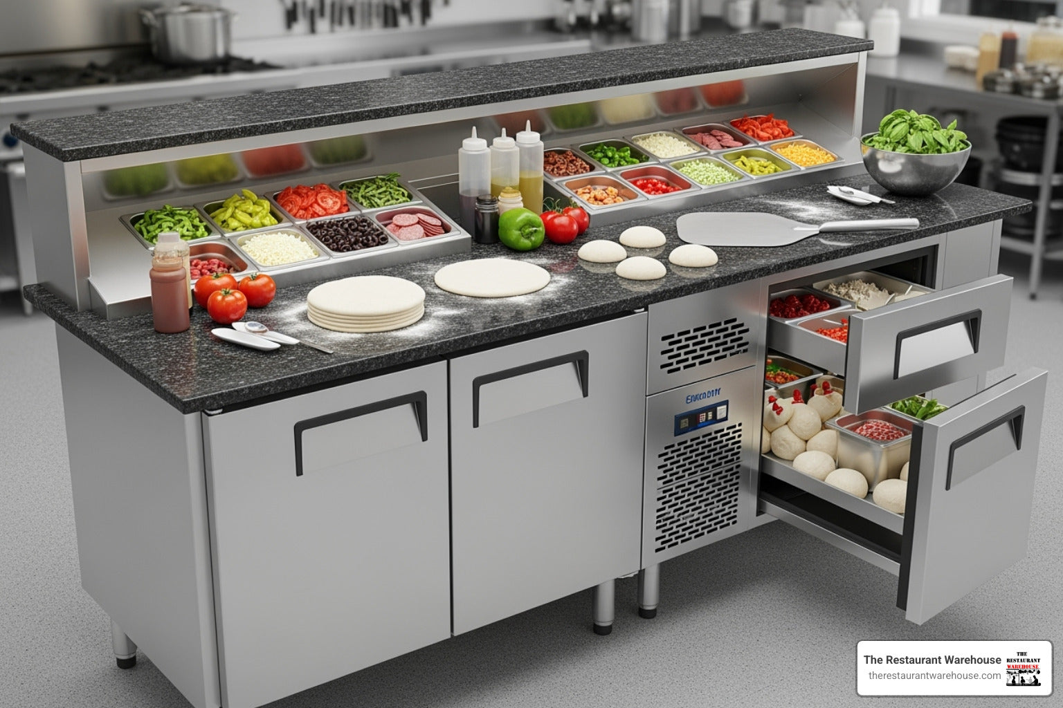 Upgrade Your Prep: Pizza Tables with Cutting Boards, Storage, and Refrigeration
