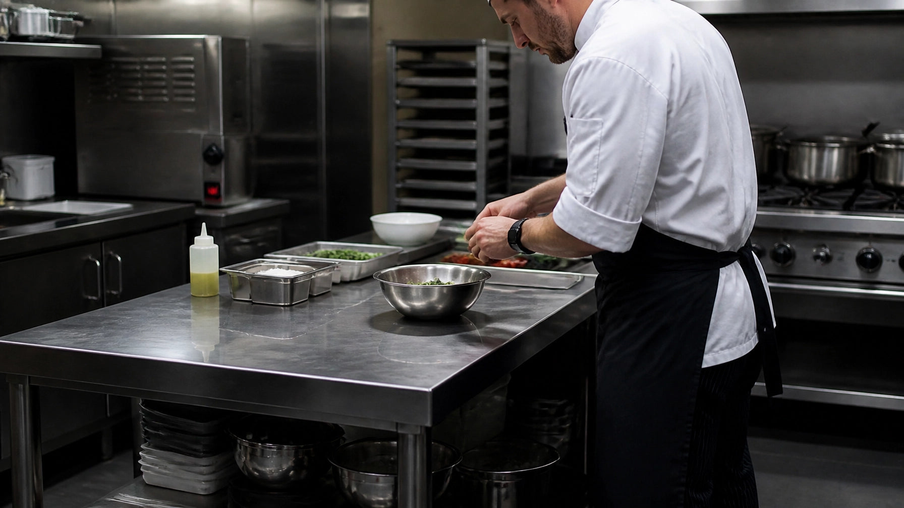 Heavy-duty stainless steel work tables for commercial kitchens - 304 grade, NSF certified, gauges 14-18