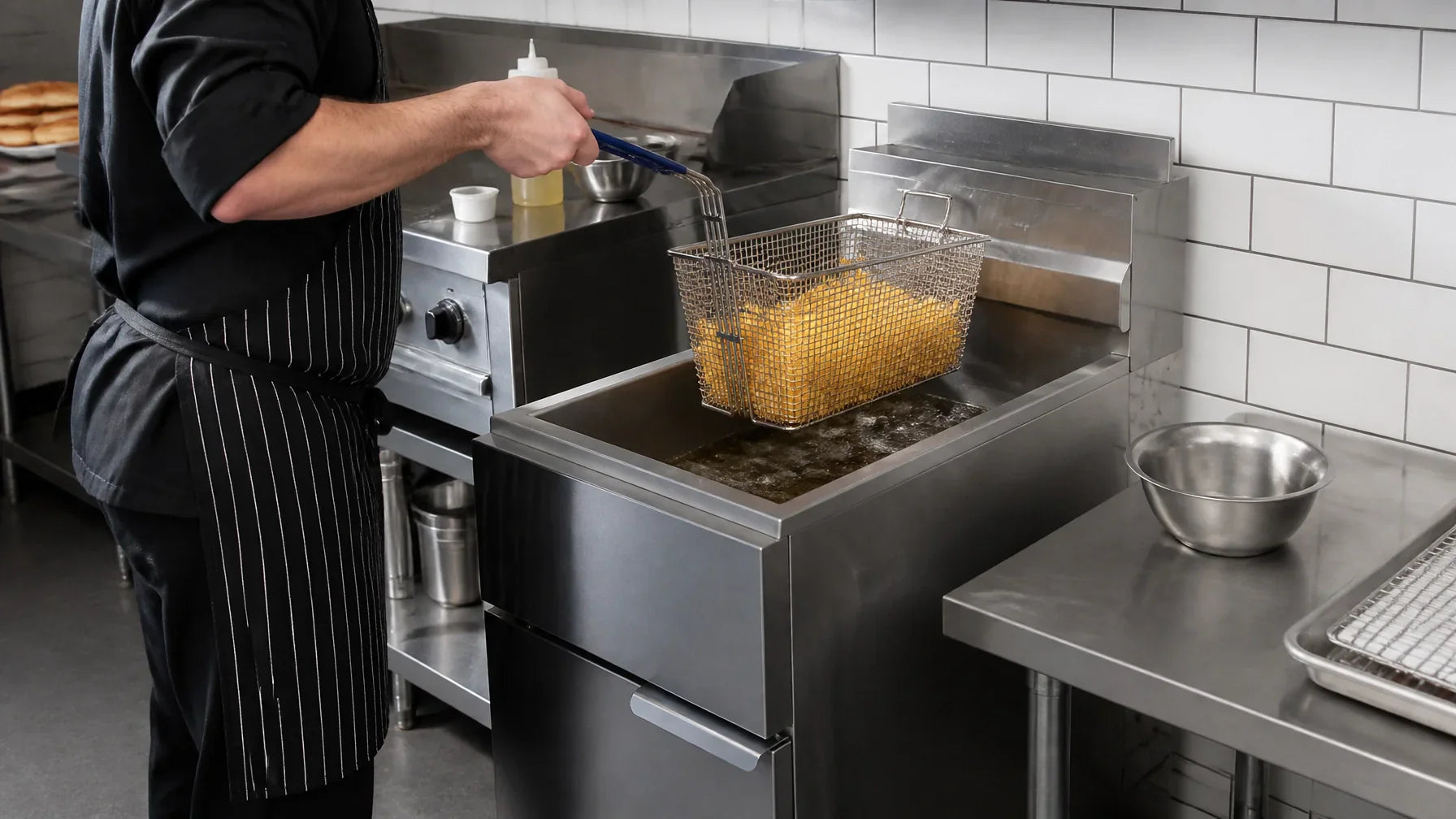 Commercial 50 lbs. Fryer in Action