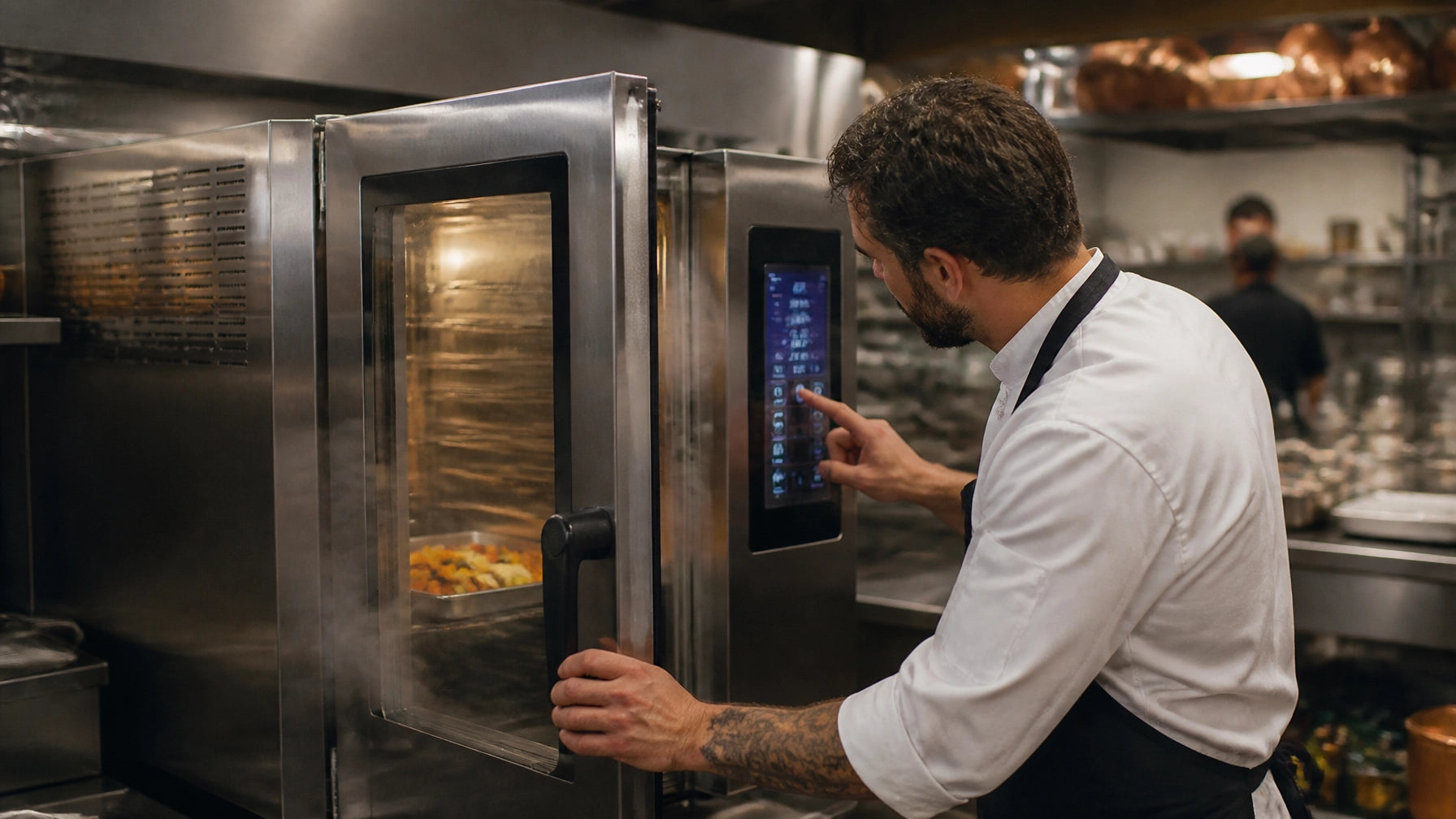 Atosa Smart Touch AEC-Series combi oven with 10-inch touchscreen and triple-pane tempered glass door
