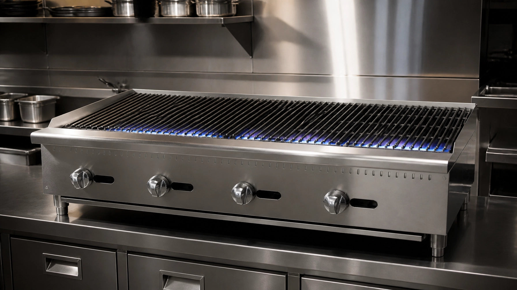 Atosa ATRC radiant charbroiler with heavy cast iron grates for restaurant cooklines