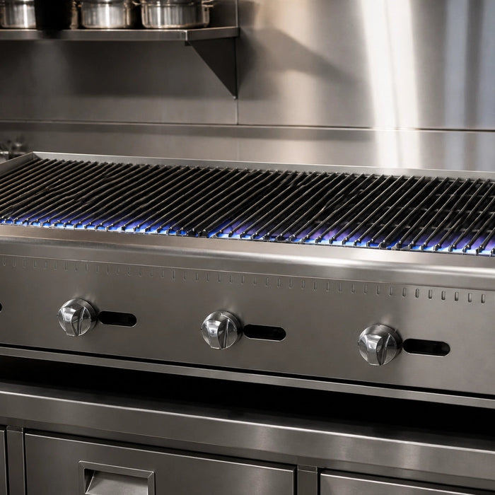 Atosa ATRC radiant charbroiler with heavy cast iron grates for restaurant cooklines