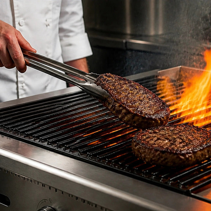 How to season a commercial charbroiler — cast iron grates with polymerized oil seasoning on an Atosa ATRC radiant charbroiler