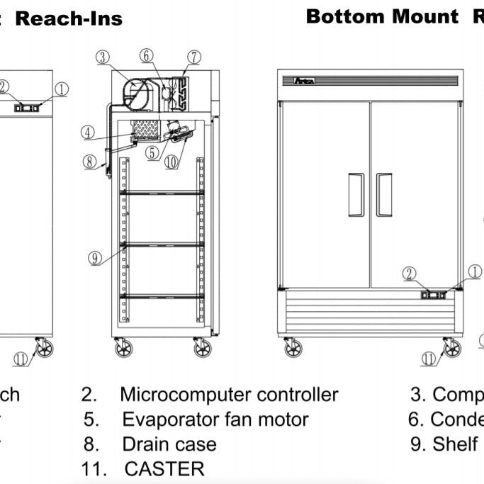 Atosa Refrigerator and Freezer Operating Instructions