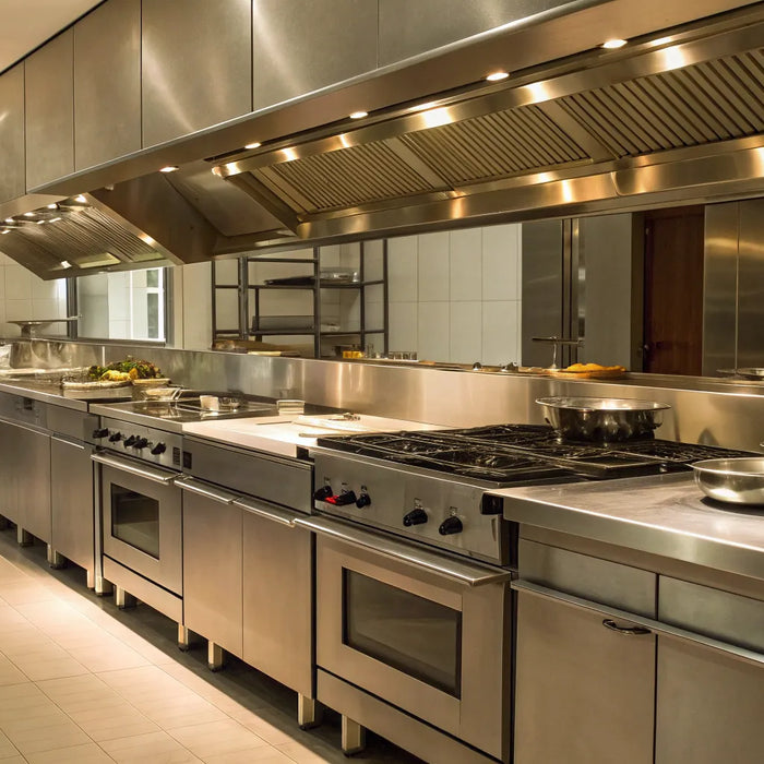 A new NYC commercial kitchen with quality stainless steel restaurant equipment ready for service.