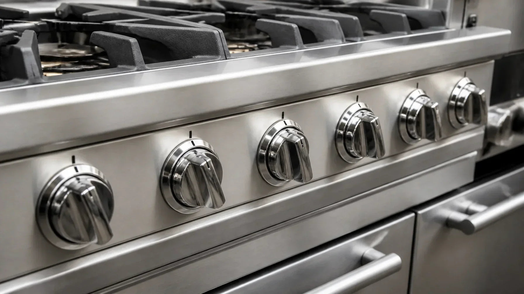 Atosa AGR 6 burner gas range with standard oven base on stainless steel cookline with overhead Type 1 hood
