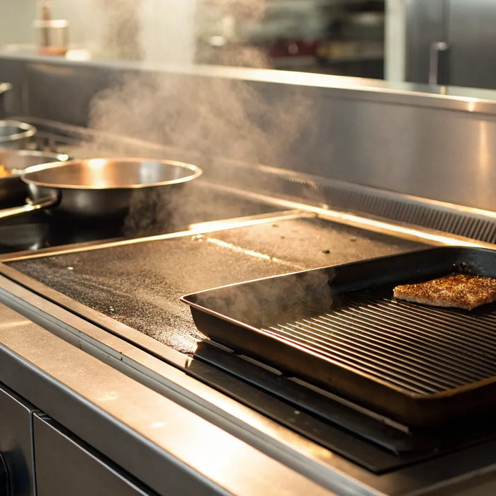 Atosa 24" griddle cooking on a flat top.