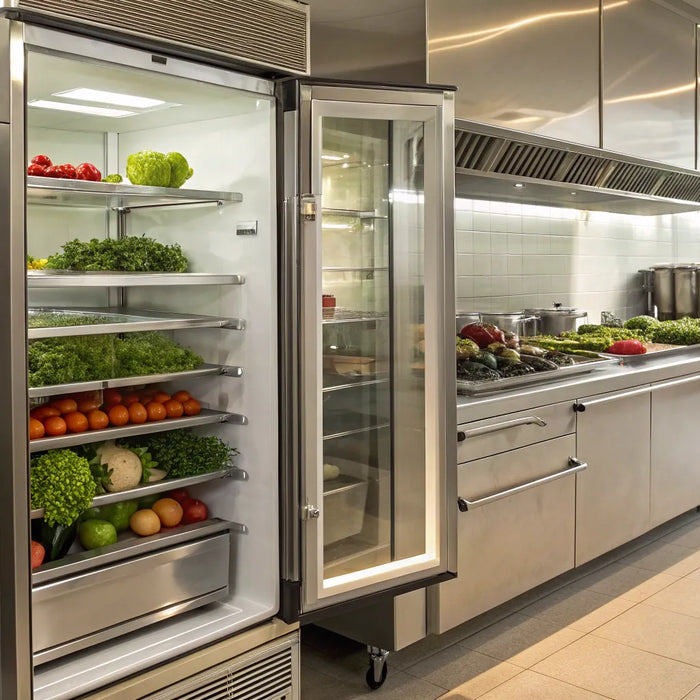 Atosa refrigerator in a commercial kitchen.