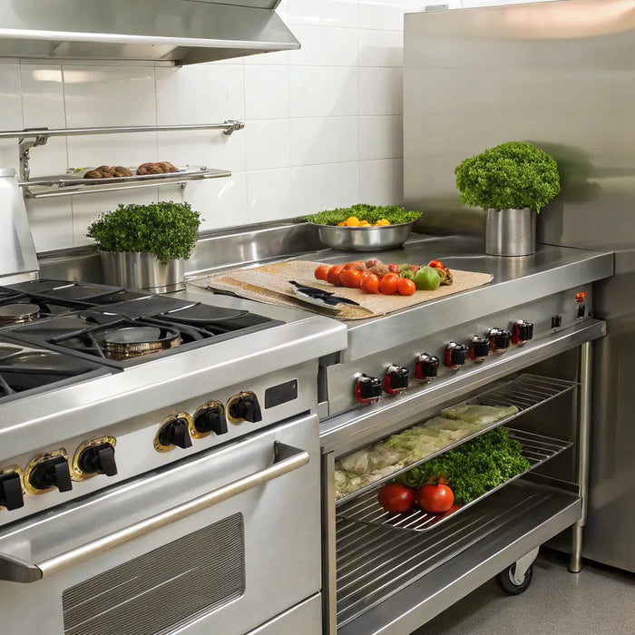 Atossa catering equipment in a commercial kitchen.
