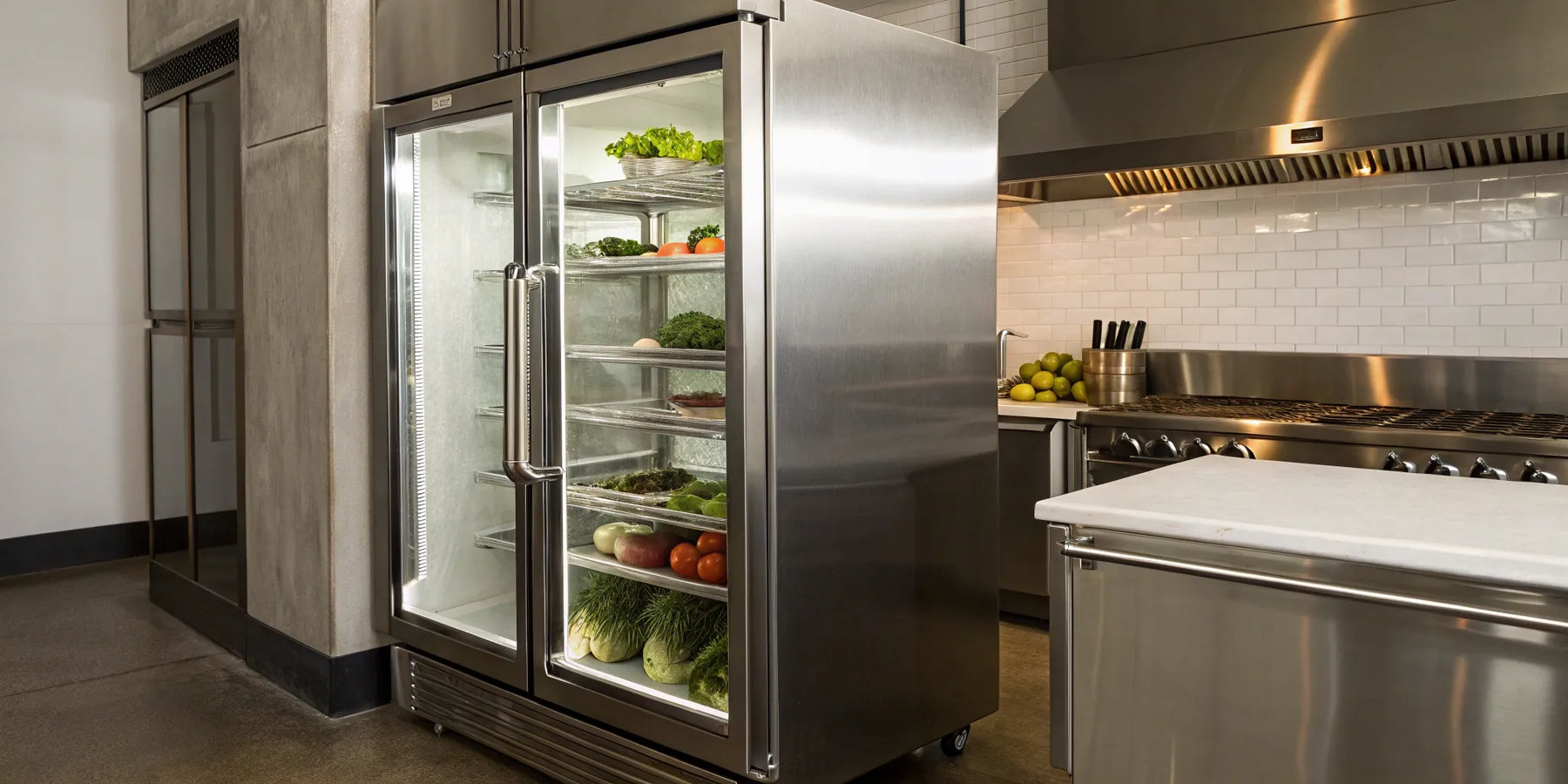 36" commercial refrigerator with organized shelves.