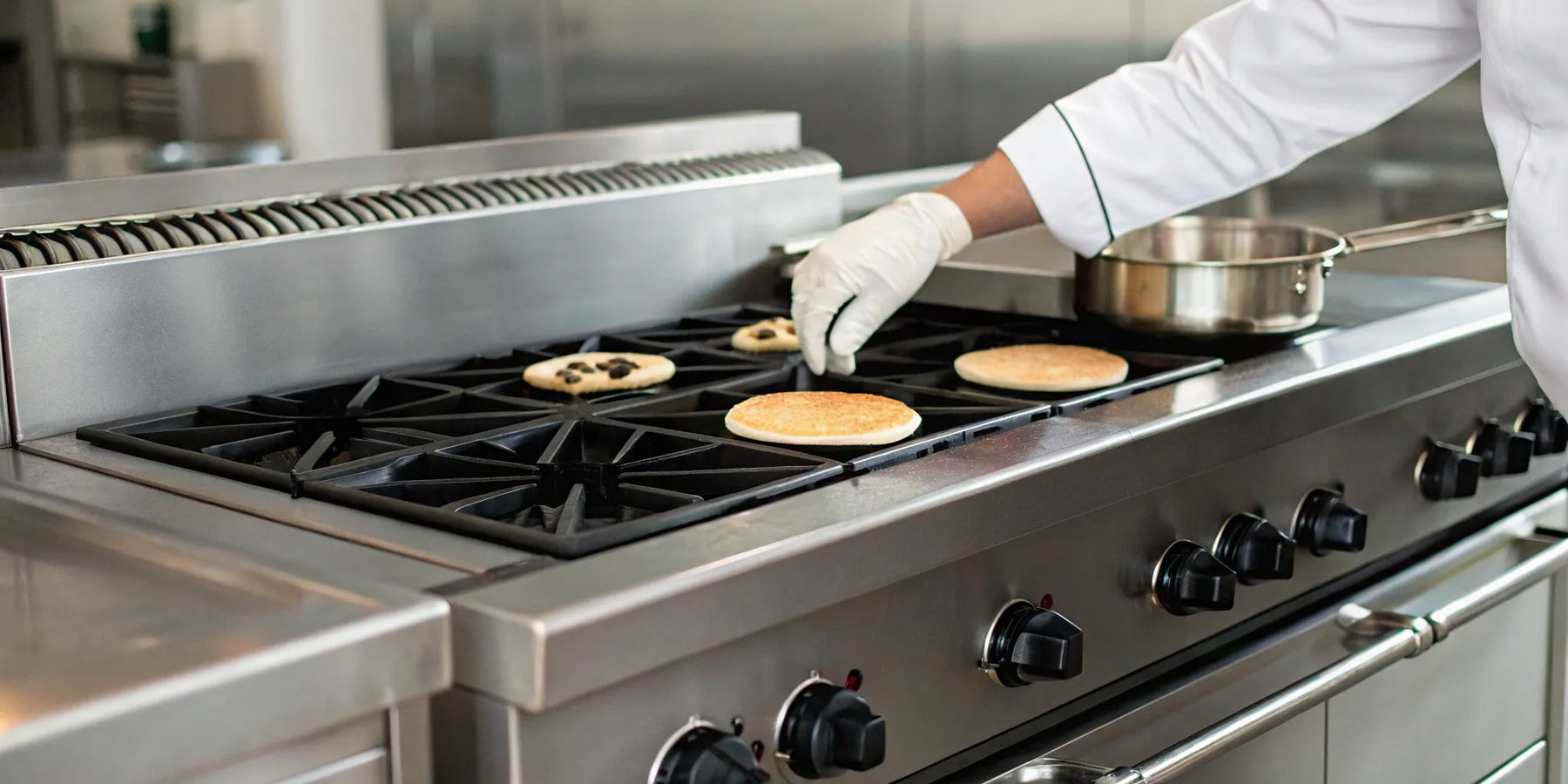 4-burner commercial stove with griddle.