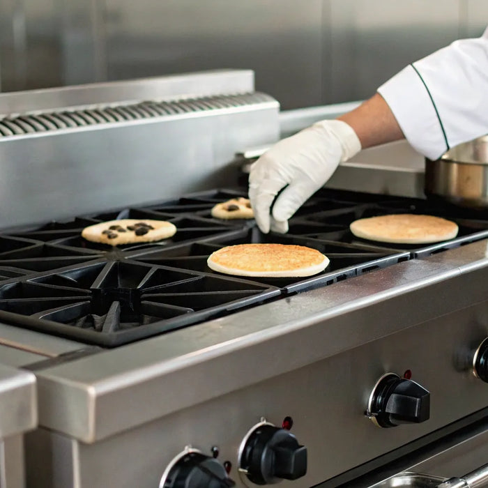 4-burner commercial stove with griddle.