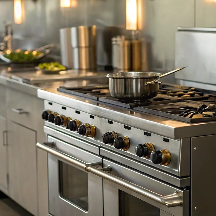 4-burner propane stove with oven.