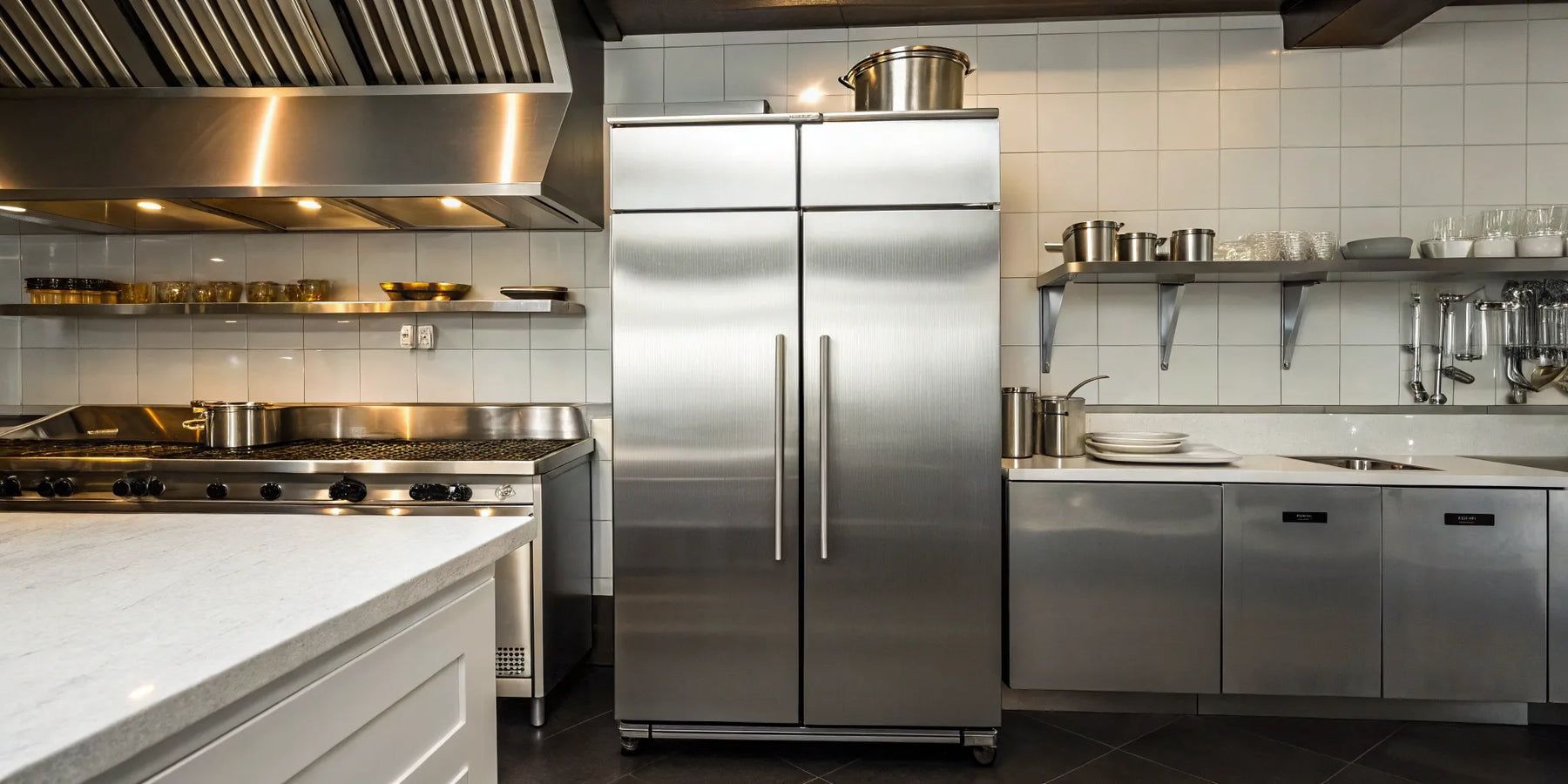 44-inch stainless steel commercial refrigerator.