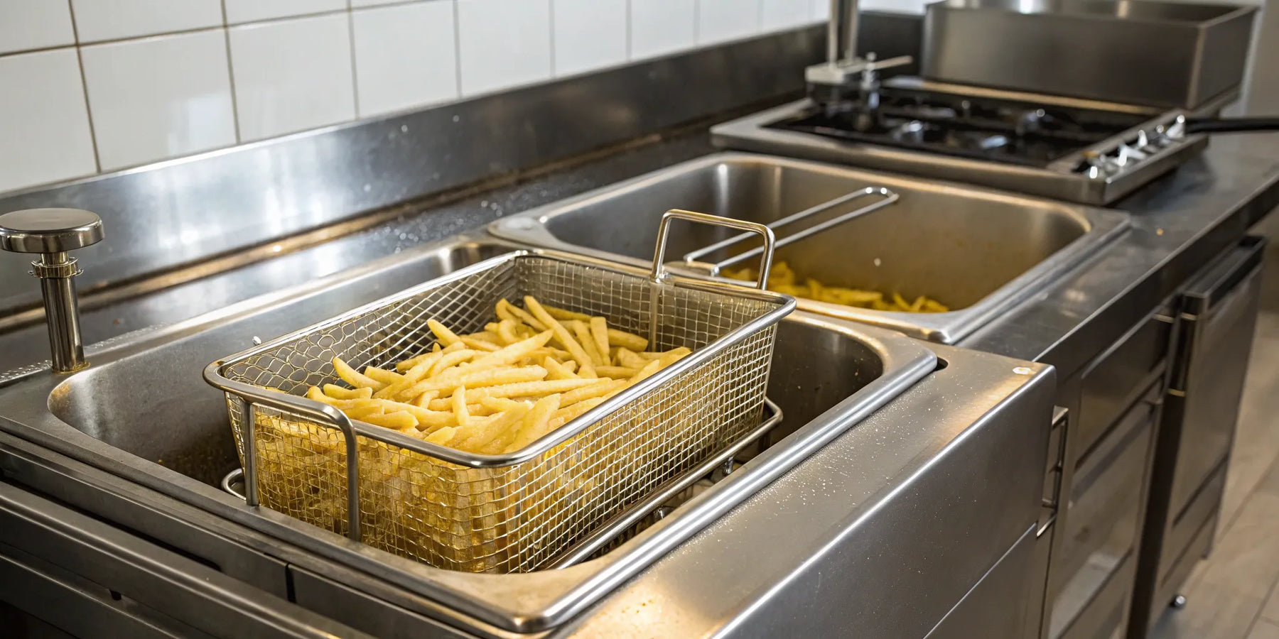 50 lb commercial fryer ready for high-volume frying.