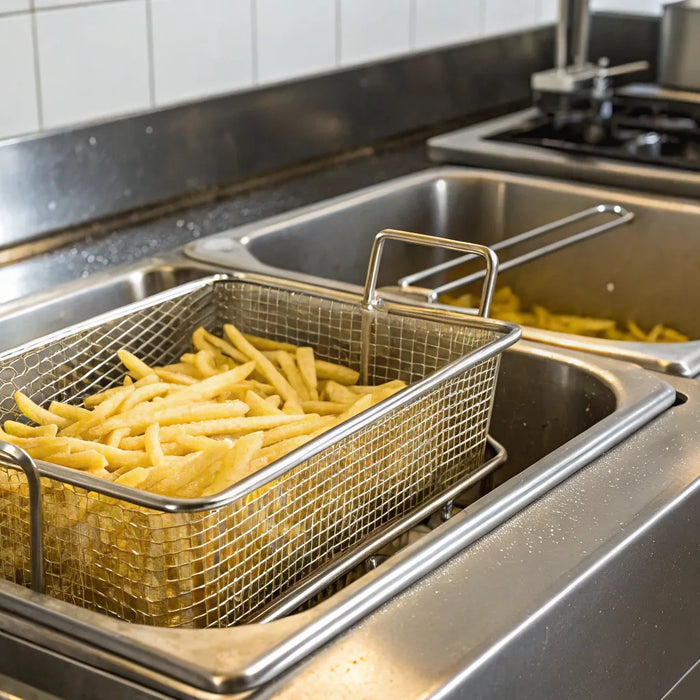50 lb commercial fryer ready for high-volume frying.