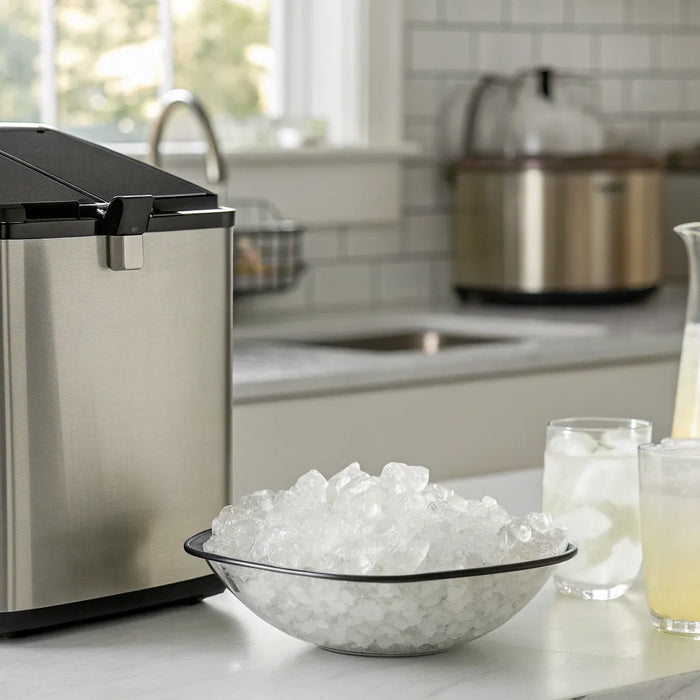 Nugget ice maker like Chick-fil-A's, with ice and lemonade.