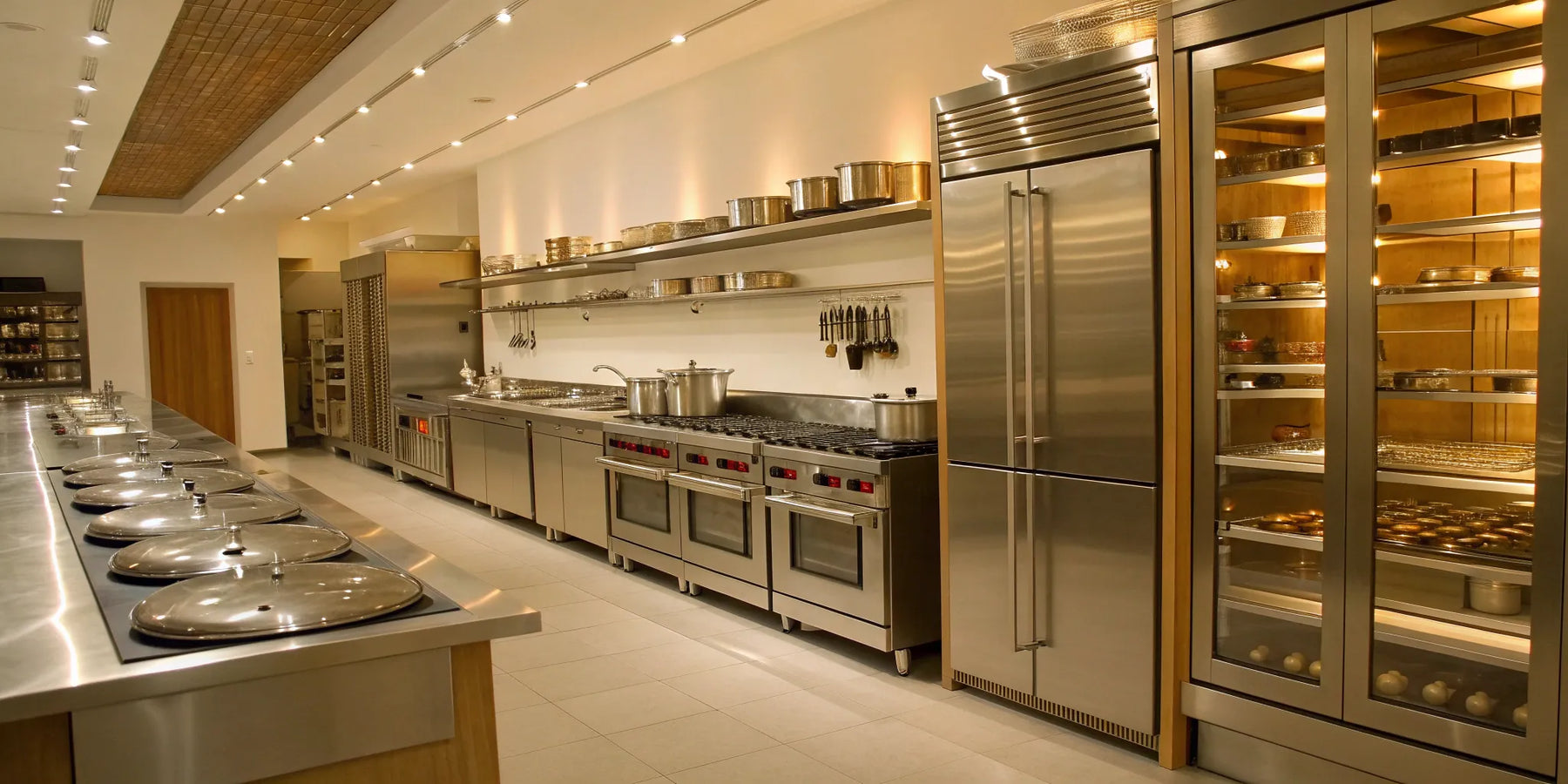 Commercial kitchen appliances and supplies.