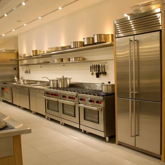 Commercial kitchen appliances and supplies.