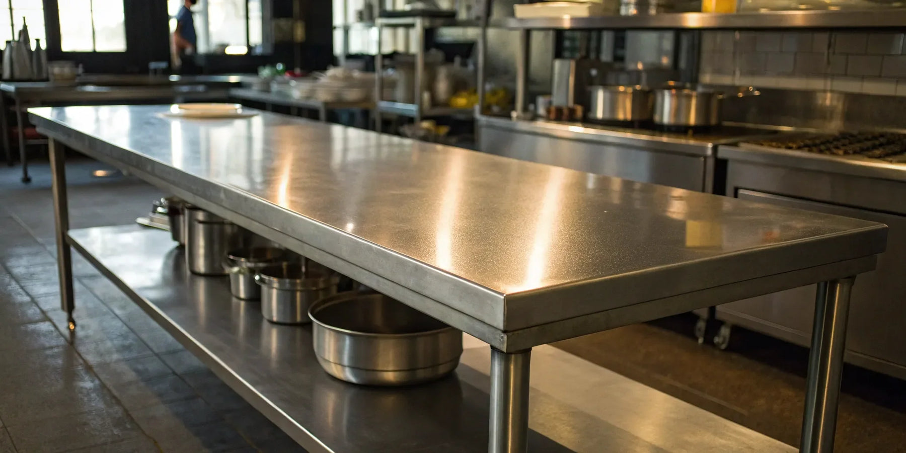 30x96 stainless steel table with undershelf.