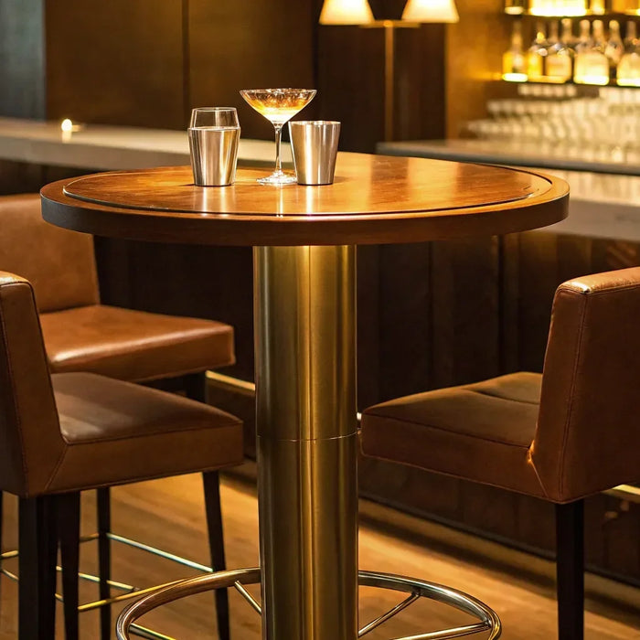Stylish bar table with chairs.
