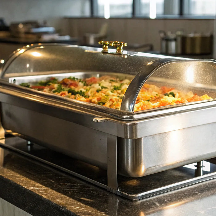 Countertop food warmer maintaining optimal food temperature.