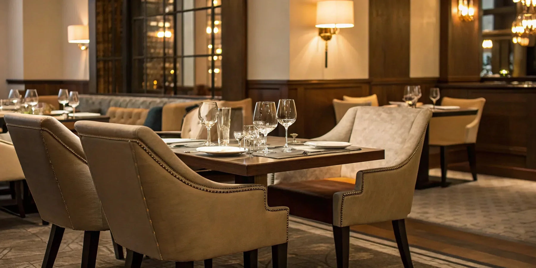 Restaurant chairs offer comfort and style.