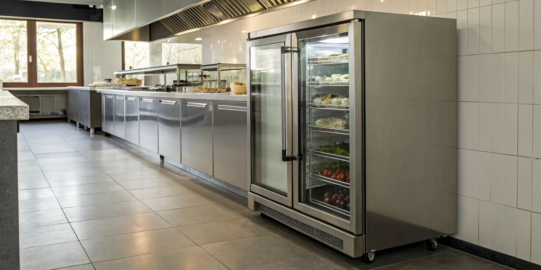24-inch undercounter freezer in a commercial kitchen.