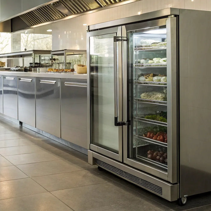 24-inch undercounter freezer in a commercial kitchen.