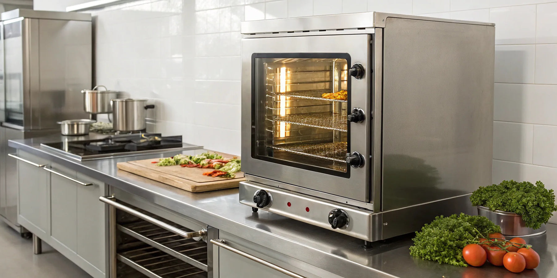 Shiny commercial convection oven.