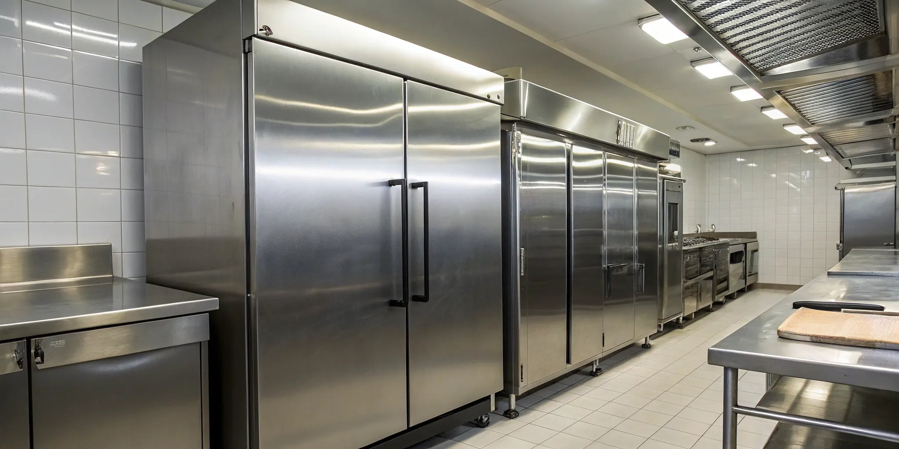 Commercial freezer and refrigerator.