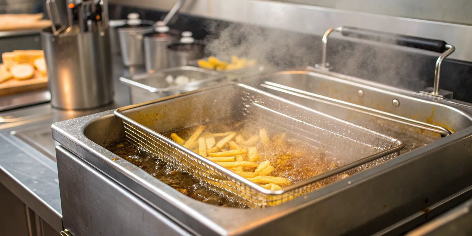 Commercial gas deep fryer.