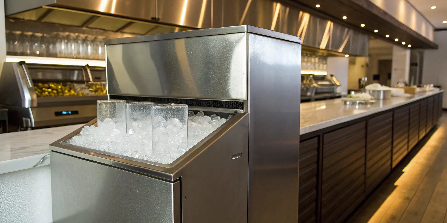 Commercial ice machine for sale, dispensing ice.