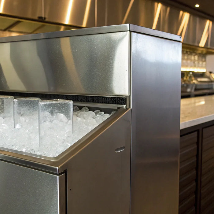 Commercial ice machine for sale, dispensing ice.