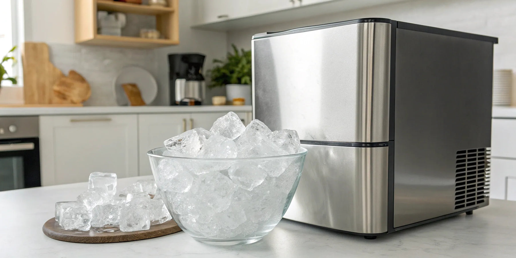 Ice cubes and cube ice machine.