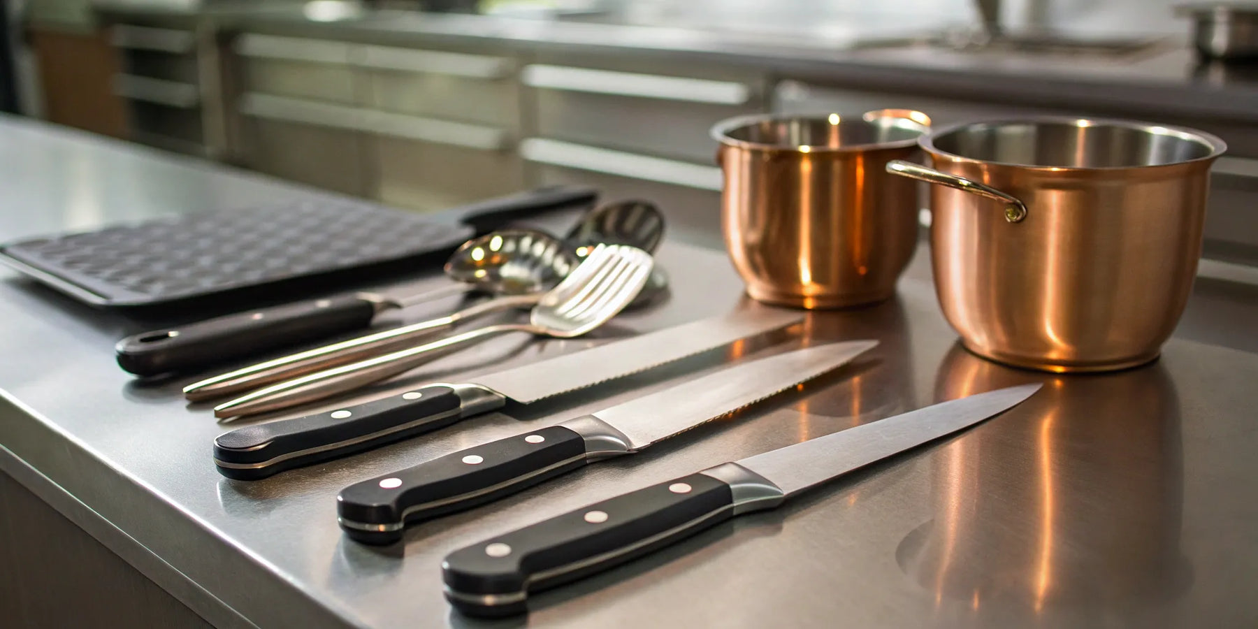 Essential kitchen tools and utensils.