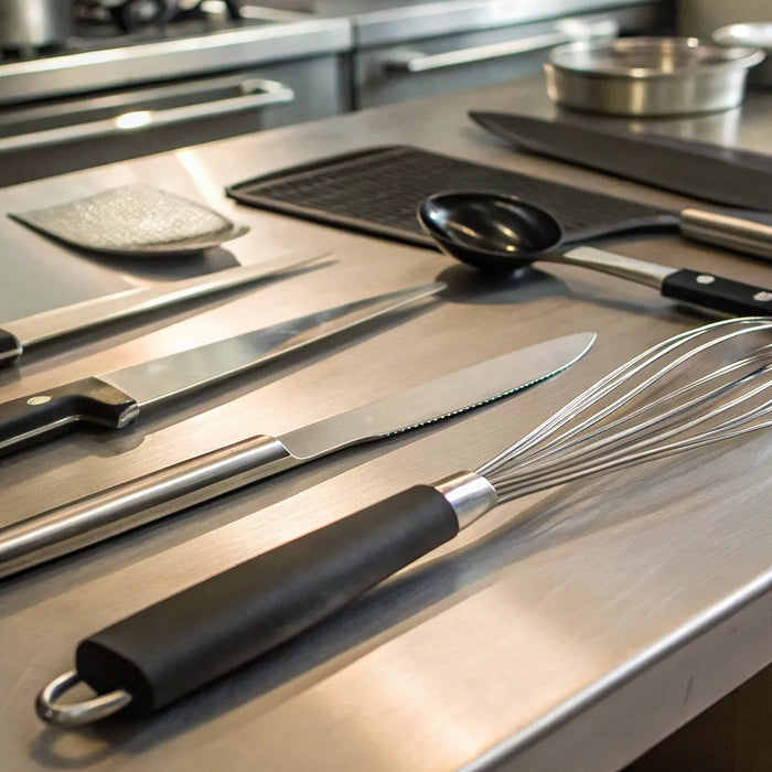 Essential kitchen utensils for restaurants.