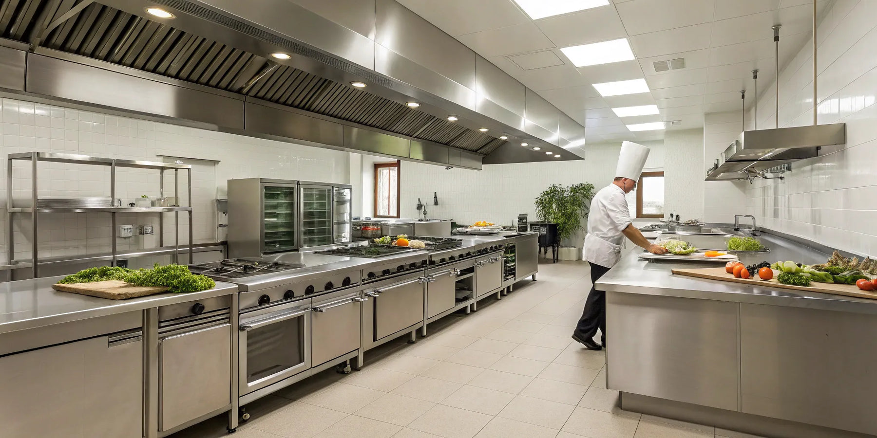 Restaurant kitchen design prioritizing workflow and efficiency.