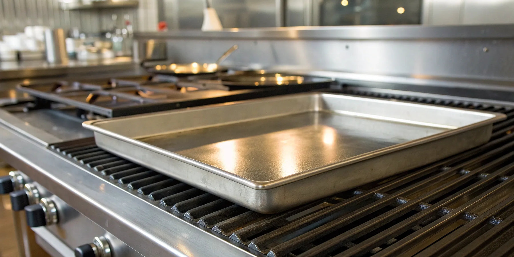 A commercial-grade flat griddle accessory for converting a gas grill.