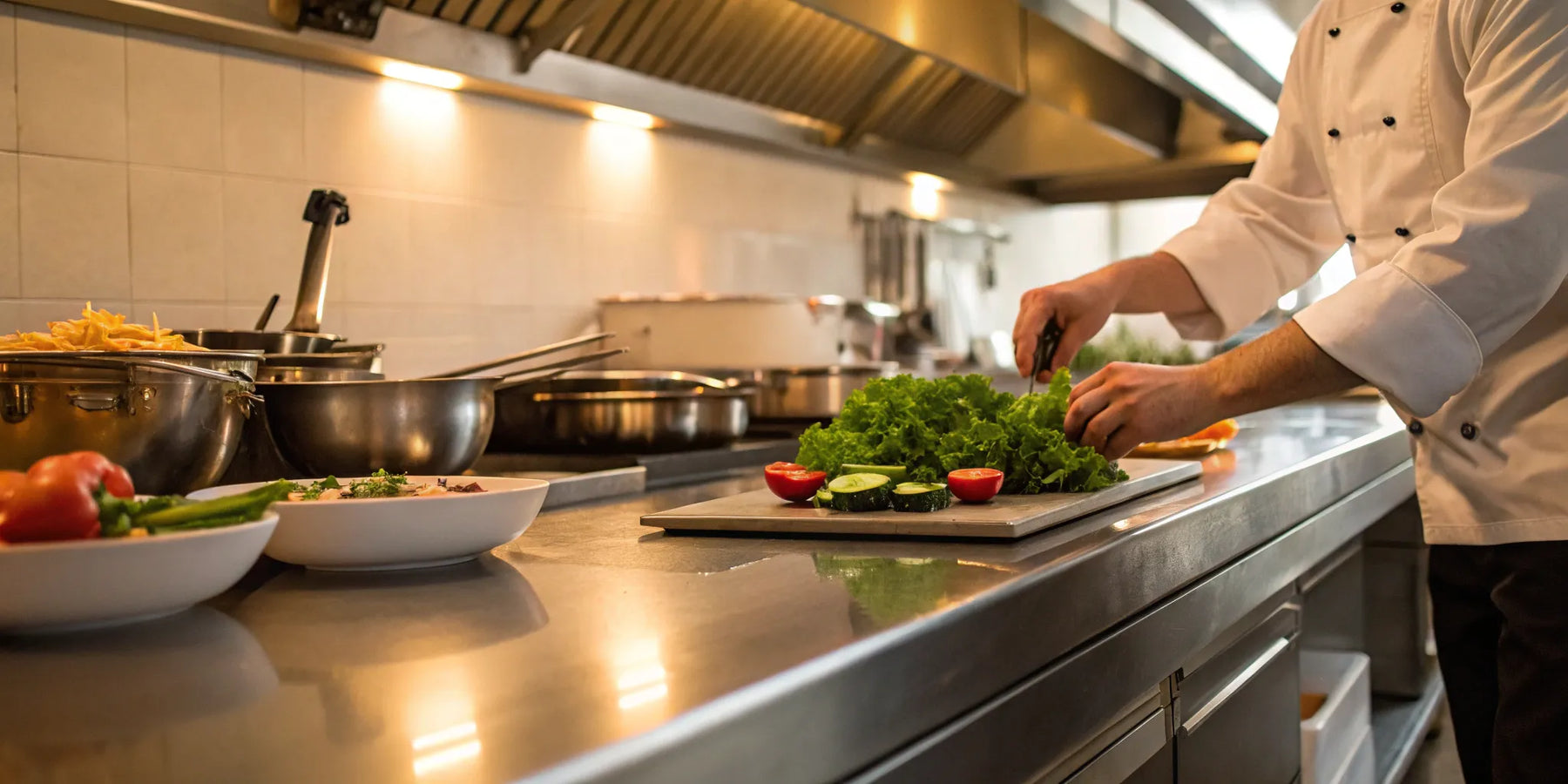 Restaurant startup costs: Chef prepping fresh ingredients.