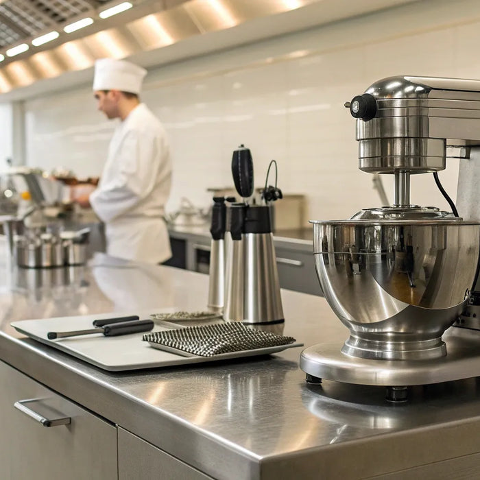 A chef uses new restaurant equipment in a commercial kitchen in Cincinnati.