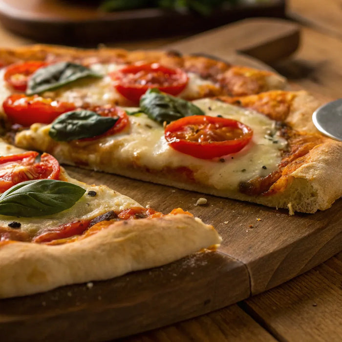 A fresh margherita pizza made with quality ingredients from a top pizza supplier.